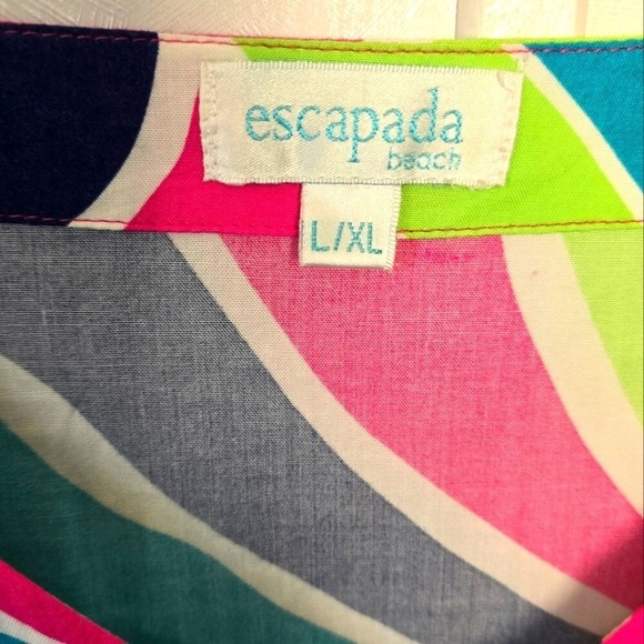 Escapada Ladies L/XL Aegean Blue Poppy Short Sleeve Kimono Cover Up Beach Summer - Picture 3 of 8